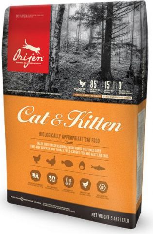 Orijen Original Cat (Cat & Kitten)1.8kg - Visiems gyvenimo etapams (viščiukas, tetervinas ir žuvis)