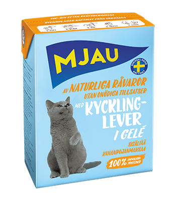 Bozita Mjau Chicken Liver 380g - Solidūs gabaliukai želėje su vištienos kepenimis