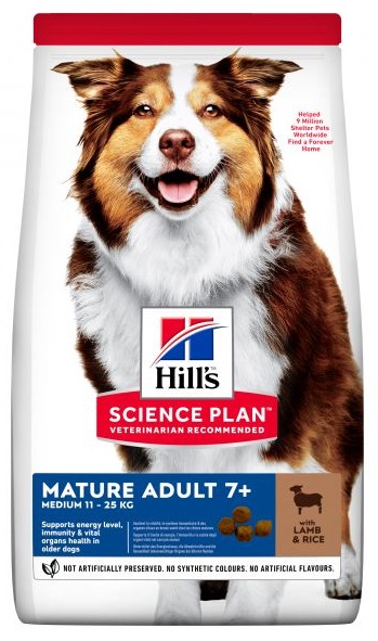 HILL'S DOG MEDIUM MATURE ADULT LAMB 14kg - sauša pašaru sunims 7+ su jautienos
