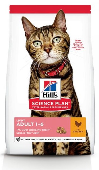 HILLS CAT LIGHT ADULT CHICKEN 1.5kg - palengvinta sausa maista su tunu suaugusiems katinams