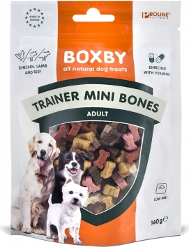 BOXBY DOG TRAINER MINI BONES 140G - MINI GABLĖLIAI SUAUGUSIEMS ŠUNIMS