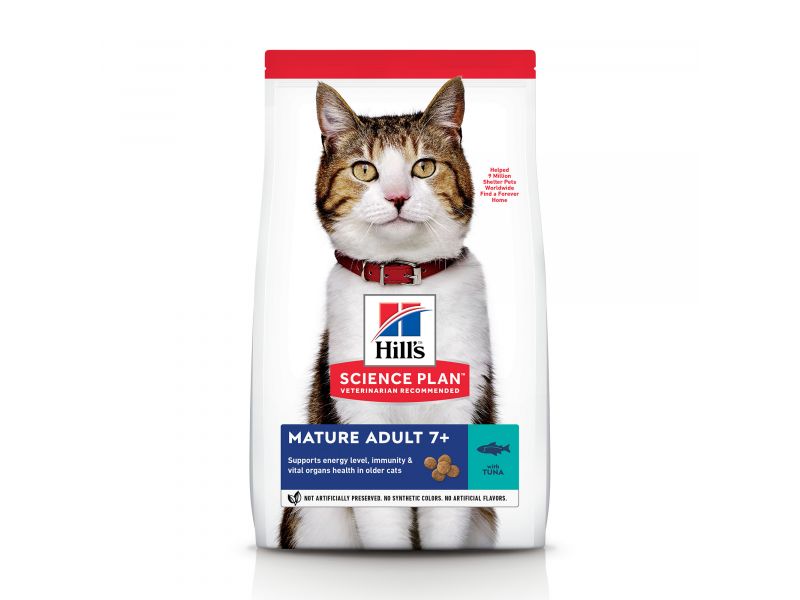 HILL'S CAT MATURE TUNA 1.5 KG - sausas maisto su tunu brandintiems katėms
