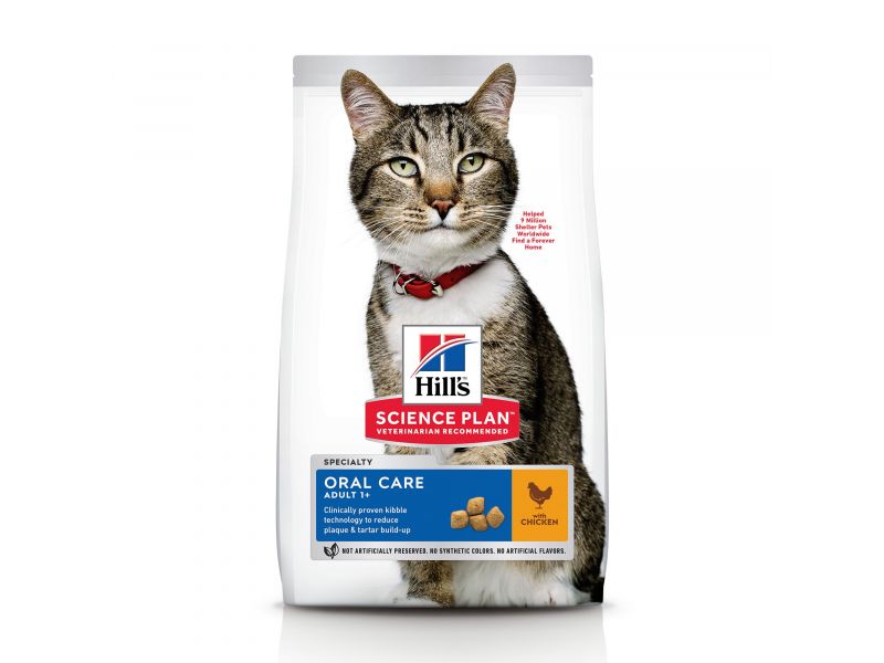 HILL'S CAT ORAL CARE CHICKEN 1.5kg - SAUSAS MAISTO SU VIŠTA SUAUGUSIEMS KATĖMS