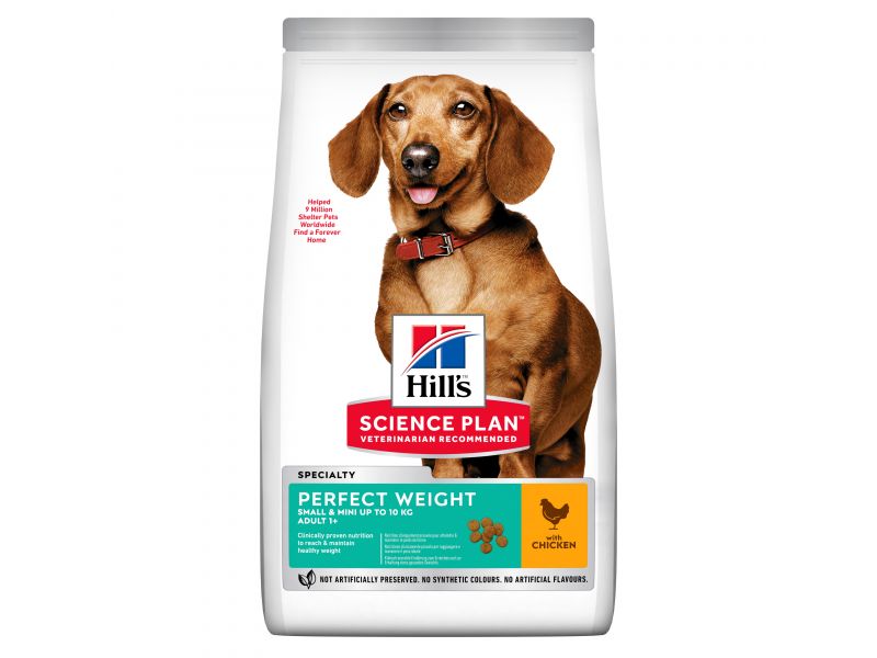 HILL'S DOG ADULT PERFECT WEIGHT MINI CHICKEN 250 g - sausas pašaros su vištiena mažoms veislėms suaugusiems šunims