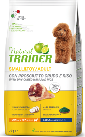 NT DOG SMALL&TOY ADULT DRY-CURED HAM&RICE 7KG - MAISTAS MAŽŲ IR LABAI MAŽŲ VEISLIŲ SUAUGUSIEMS ŠUNIMS SU DŽIOVINAMA ŠONKAULIAI