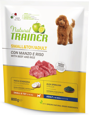 NT DOG SMALL&TOY ADULT BEEF&RICE 800G - MAISTAS MAŽŲ IR LABAI MAŽŲ VEISLIŲ SUAUGUSIEMS ŠUNIMS SU JAUČIENOS IR RYŽIAIS