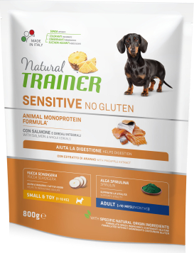NT DOG SENSITIVE NO GLUTEN ADULT MINI SALMON 800G - BEGLIUTENO MAISTAS MAŽŲ VEISLIŲ JAUTRIEMS SUAUGUSIEMS ŠUNIMS SU LAŠIŠA