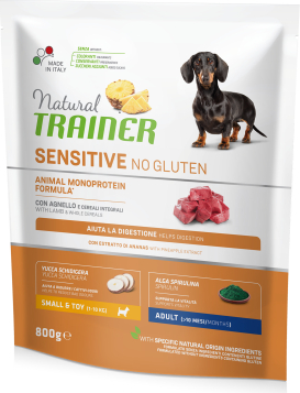 NT DOG SENSITIVE NO GLUTEN ADULT MINI LAMB 800G - GLITIMO NEPRILAIKINTAS MAISTAS MAŽŲ VEISLIŲ JAUTRIEMS SUAUGUSIEMS ŠUNIMS SU AVRINIU