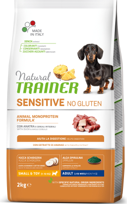 NT DOG SENSITIVE NO GLUTEN ADULT MINI DUCK 2KG - BEZGLIUTENINIS MAISTAS MAŽŲ VEISLIŲ JAUTRIEMS SUAUGUSIEMS ŠUNIMS SU ANTIES MĖSA