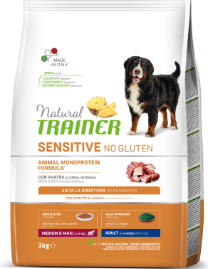 NT DOG SENSITIVE NO GLUTEN ADULT DUCK 3KG - BEZGLIUTENINIS MAISTAS JAUTRIEMS SUAUGUSIEMS VIDUTINIO IR DIDELIO VEISLIŲ ŠUNIMS SU ANTIES MĖSA