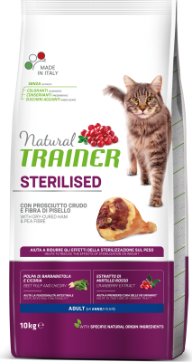 NT STERILISED CAT ADULT DRY-CURED HAM&PEA 10KG - MAISTAS SUTERILIZUOTIEMS SUAUGUSIEMS KATĖMS SU DŽIOVINEMIS KUMPIS IR ŽIRNIAIS