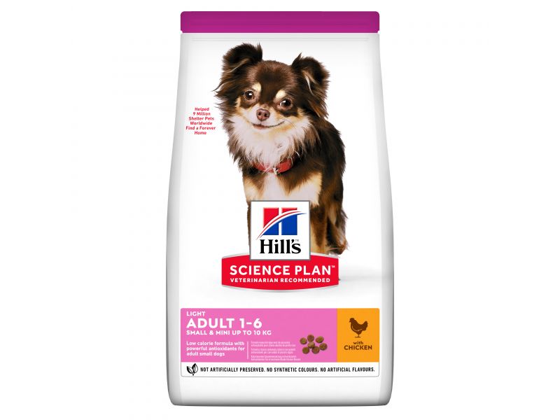 HILL'S DOG ADULT SMALL & MINI LIGHT CHICKEN 1.5kg - palengvinta sausa maisto su vištiena suaugusiems mažų veislių šunims