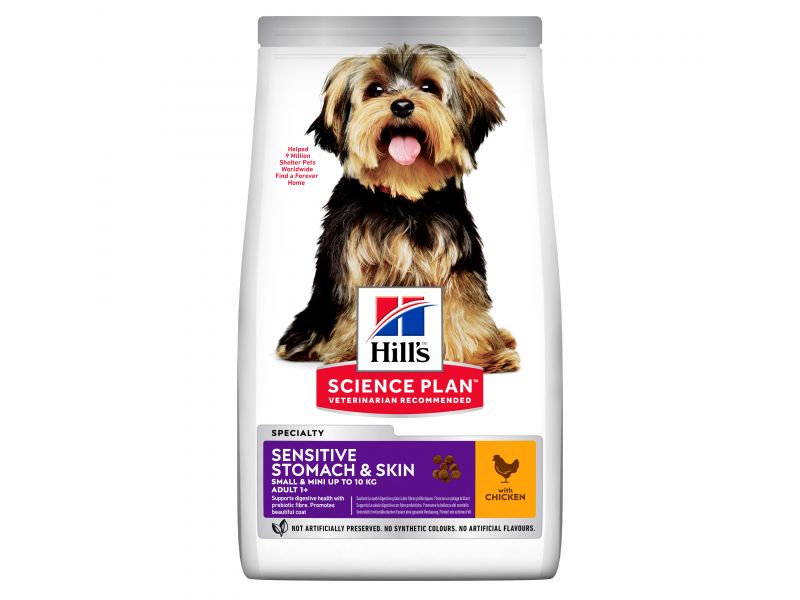HILL'S DOG ADULT MINI SENSITIVE STOMACH/SKIN 1.5 KG - sausas maisto mažų veislių suaugusiems jautriems šunims