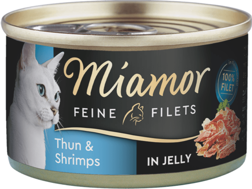 Miamor Feine Fillets 100g - Fileė gabalėliai želėje su tunu ir krevetėmis