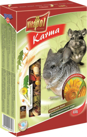 Pilnavertis maistas šinšiloms 500g - Vitapol STANDARD kartono pilnas maistas šinšilams