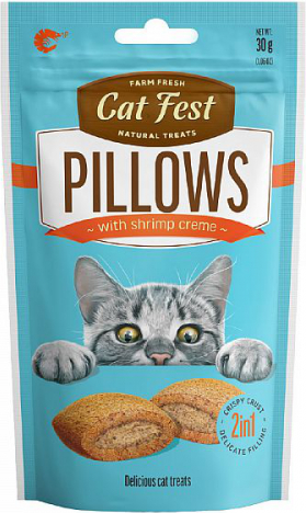CatFest Pagalvėlės su krevetės kremu 30g - Pagalvėlės su krevetės mėsos įdaru