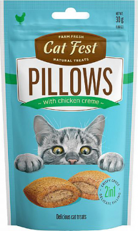 CatFest Pagalvėlės su Vištienos Kremu 30g - Pagalvėlės su vištienos mėsos įdaru