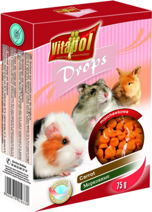 Vitapol COMPLEMENTARY DROPS 75g - Prikaštingumas su morkomis graužikams