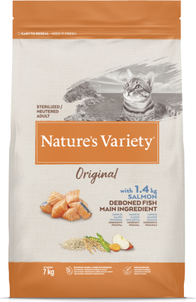 NV Cat Original Sterilized Salmon 7 kg - Sausas maisto su lašiša sterilizuotiems suaugusiems katinams