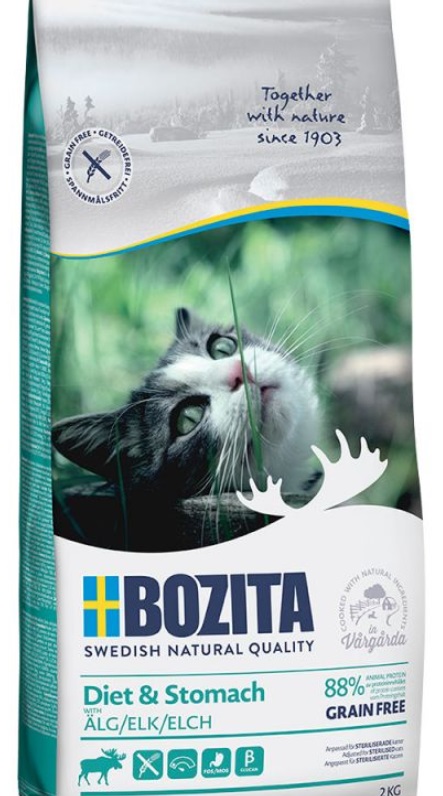 Bozita GF Diet&Stomach Elk 400g - bezgrūdžių sausųjų pašarų su elniams jautriems arba išrankiems katinams