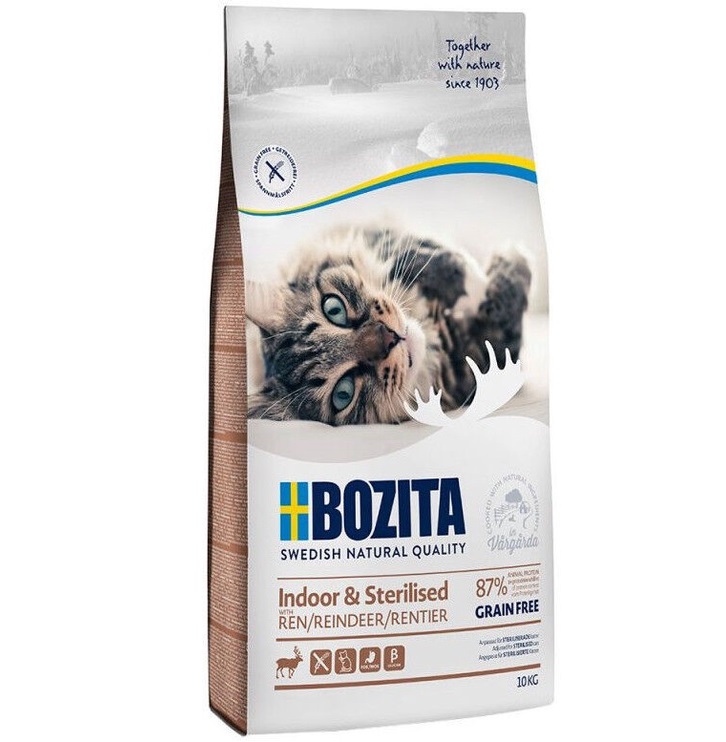 Bozita Grain Free Indoor & Sterilized Reindeer 10kg - Bezgrūdžių su šiaurės elniu sterilizuotiems katėms