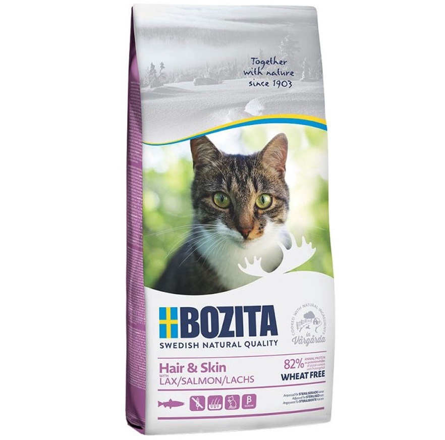 Bozita Wheat Free Hair & Skin Salmon 10kg - Bezgrūdinis su lašu katinams, plaukui ir odai