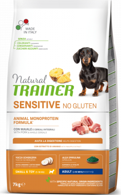 NT DOG SENSITIVE NO GLUTEN ADULT MINI PORK 7 KG - pilnavertis sausas maisto produktas su kiauliena mažų veislių suaugusiems šunims