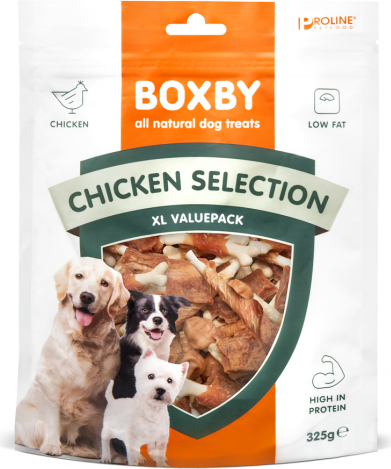 Boxby Chicken Selection Mix 325g - Papildoma mityba suaugusiems šunims (nuo 3 mėn. amžiaus) - vištos skonio rinkinys.