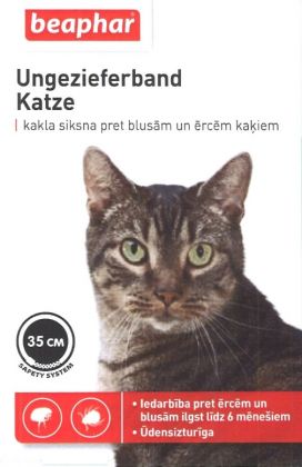 Kaklo diržas nuo blusų, erkių katėms 35 cm raudona
