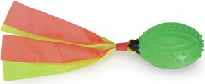 Žaislas šunims - 25 cm guminis regbio kamuolys su juosta