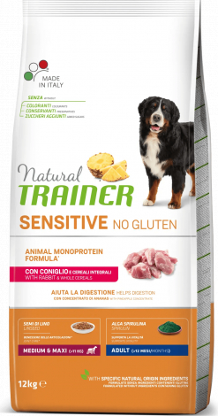 NT DOG SENSITIVE NO GLUTEN ADULT MEDIUM/MAXI RABBIT 12 KG - PILNAS VERTĖS BE GLITIMO SU KRIBUKU DIDELĖM IR VIDUTINĖM VEISLĖM SUAUGUSIUMI ŠUNIMIS