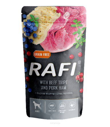 Piper Rafi Adult with Beef Tripe and Pork Ham, Cranberry and Blueberry 500gr - Su jaučio skrandžiu ir kiaulienos šonkauliai