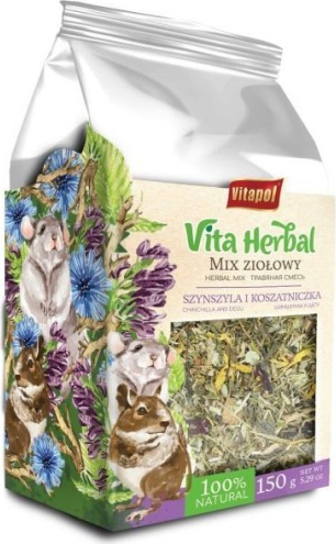 VITA HERBAL chinchiloms ir degu, vaistažolių mišinys 150 g - papildas, žolelių mišinys šinčilos ir degu.