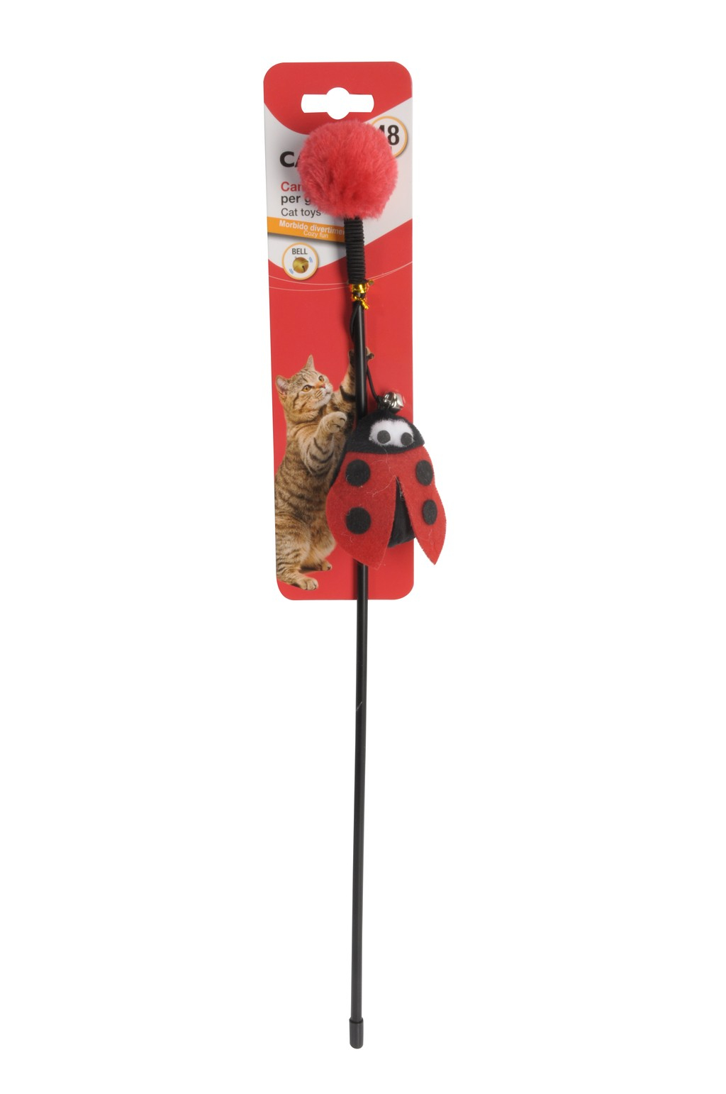 Žaislas Katinams - Lazda su musėmis ir skambutėliu 48cm