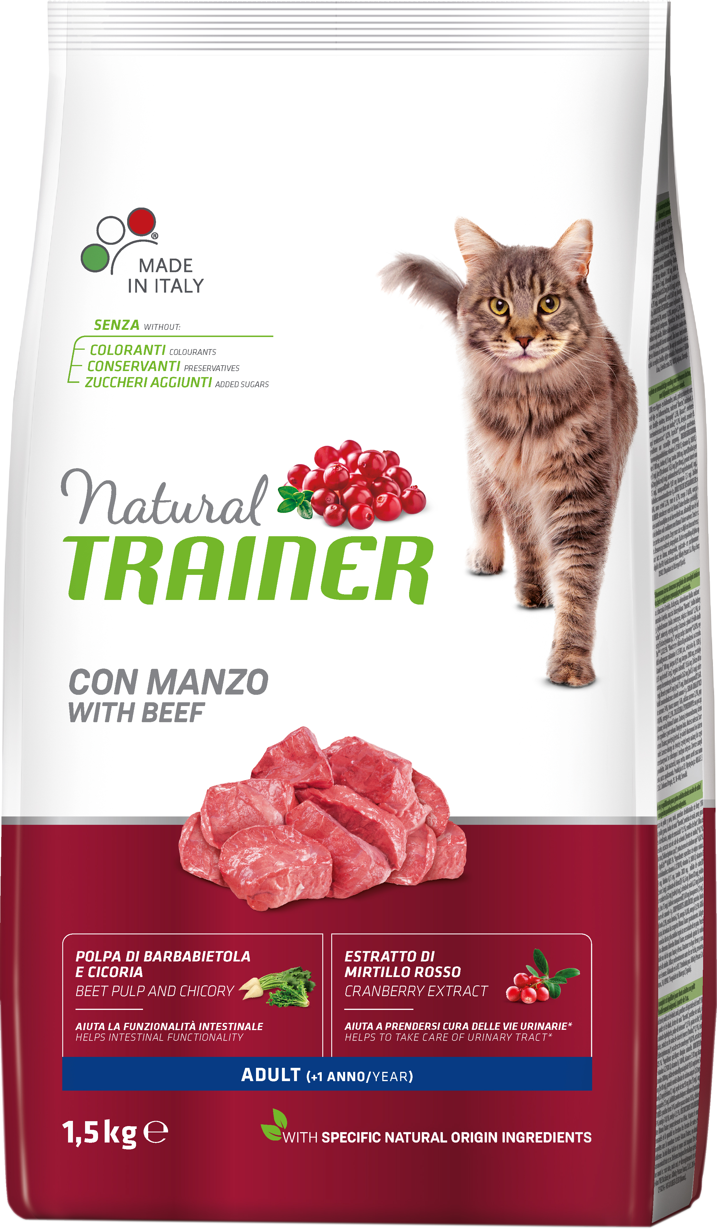 NT CAT ADULT BEEF 1,5 KG - visavertė sausa maista su jaučio mėsa suaugusiems katėms