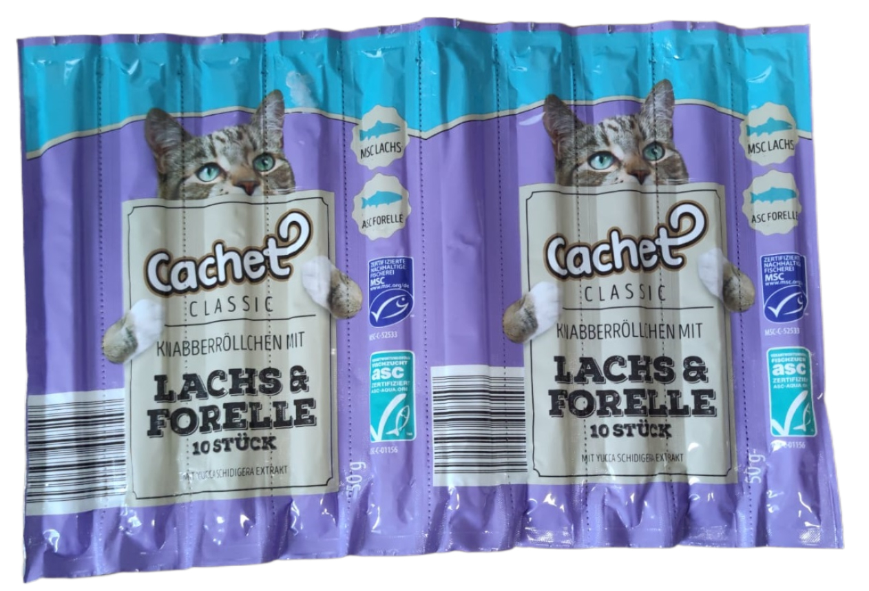 Cachet Cat malonėlės katinams su lašiša ir upetine lydeka 10 x 5g