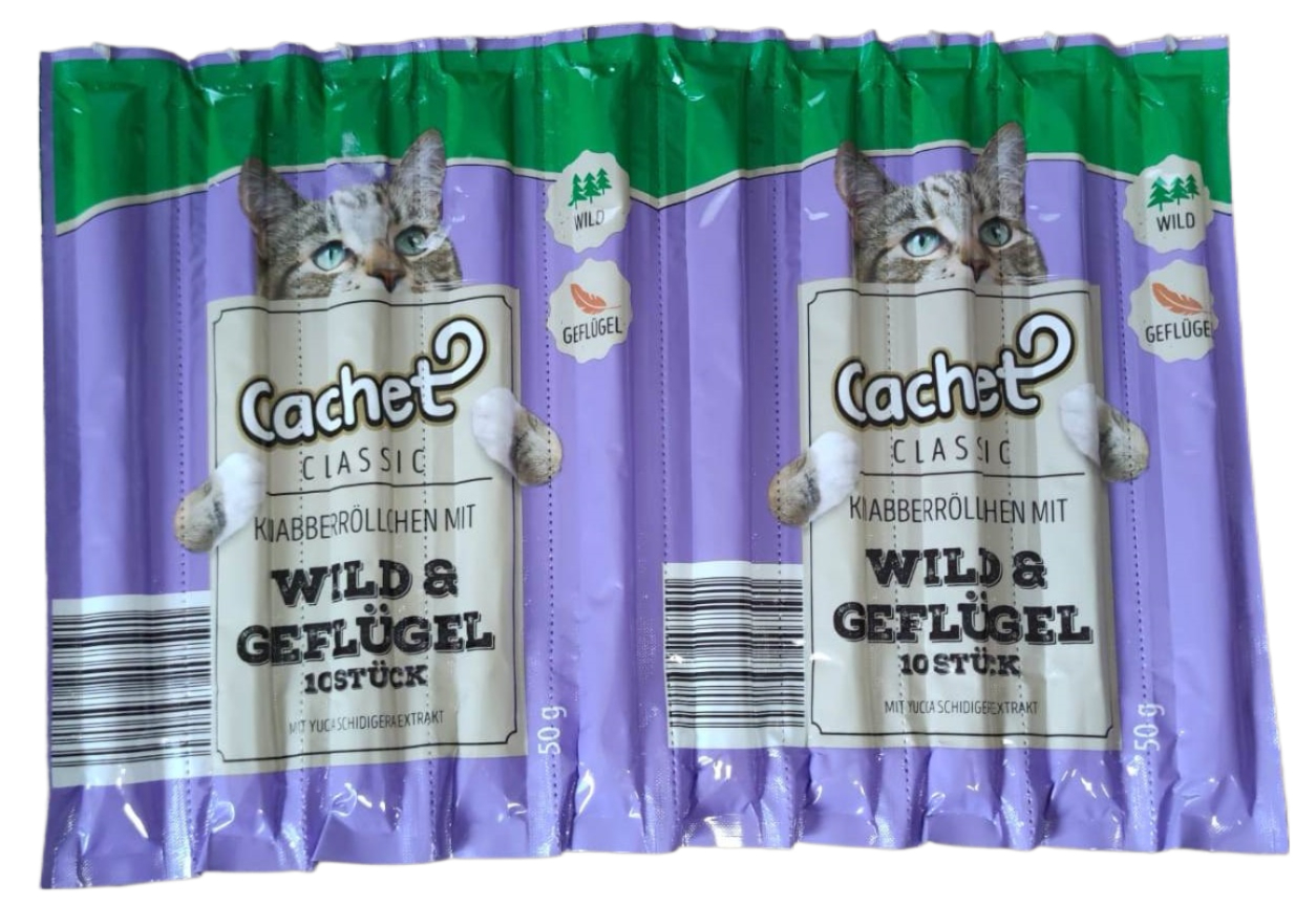 Cachet Cat delikatesės katėms su medžiokle ir naminių paukščių mėsa 10 x 5g