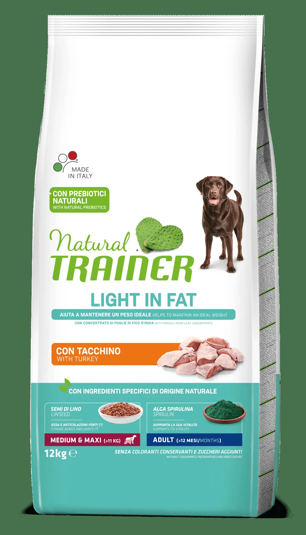 NATURAL TRAINER DOG WEIGHT CARE ADULT MEDIUM/MAXI TURKEY 12KG - Visavertis ir subalansuotas maistas svorio kontrolei didelių/vidutinių veislių suaugusiems šunims.