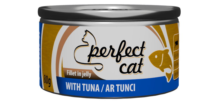 PERFECT CAT WITH TUNA JELLY 80G - PILNAVERTĖ MITYBA KATĖMS SU TUNU ŽELĖJE