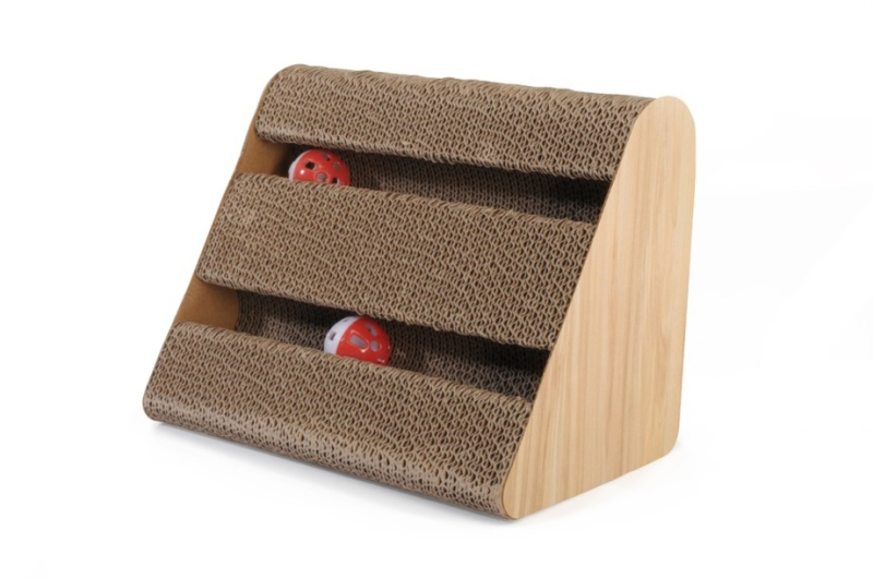 Kartono katės nagų draskymo įrankis su 2 kamuoliukais 27x18x21h cm