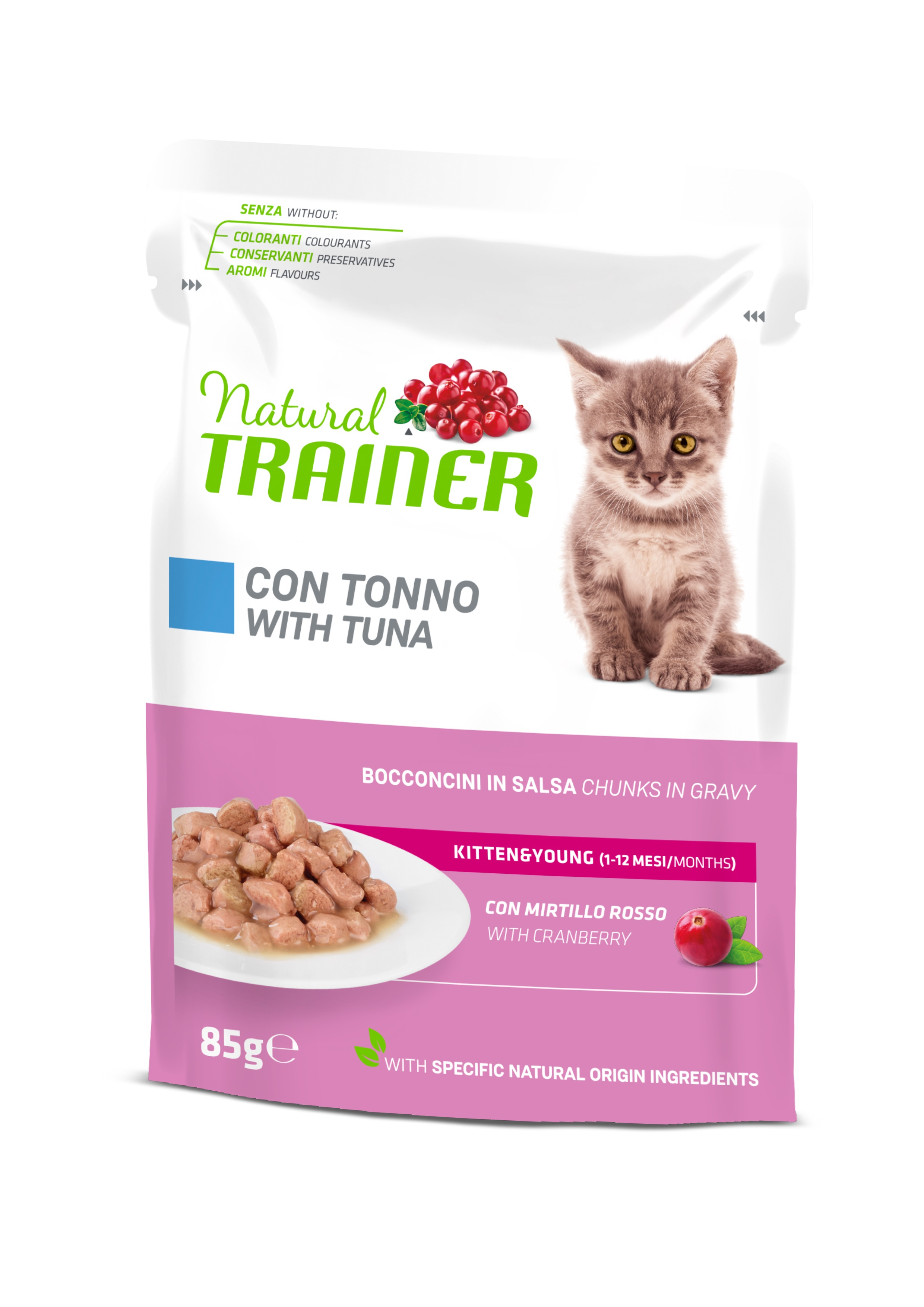 NT KONS. CAT KITTEN&YOUNG TUNA BUSTA 85G - pilnavertė ir subalansuota mityba, konservai su tunu, KATYČIAMS & JAUNIEMS (1–12mėnesiai)