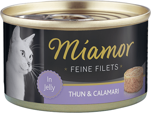 MIAMOR Fine Fillets Thun&Calamari 185g - su tuno filė ir kalmarų gabaliukais želėje