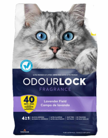Intersand Odour Lock Levandų laukas 12kg - Sušlakstyta smėlis katėms su levandų kvapu