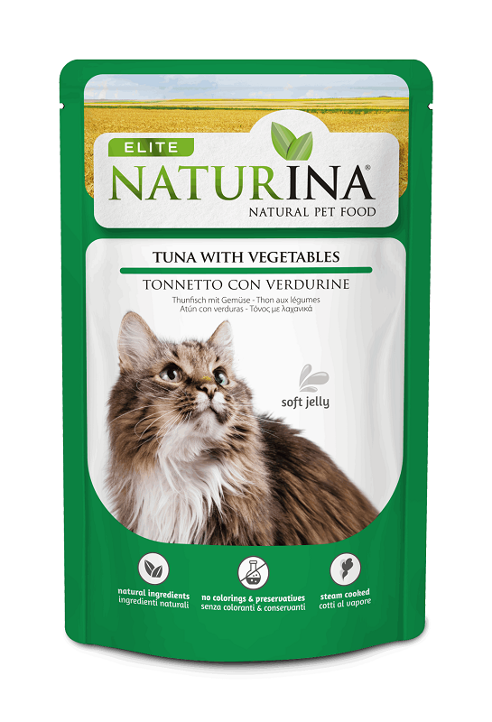 NATURINA ELITE DRĖGNAS TUNO SU DARŽOVĖMIS ŽELĖJE 70G - KONSERVUOTI KATĖMS (TUNAS SU DARŽOVĖMIS ŽELĖJE)