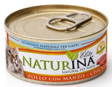 NATURINA ELITE DRĖGNAS VIŠTIENA SU JAUČIU 70G - KONSERVAI KATĖMS (VIŠTIENA SU JAUČIO MĖSA)