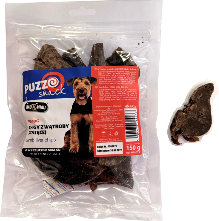 HAU&MIAU šunų paskaninė, avienos kepenų traškučiai 6x3cm 150g - papildomas maistas šunims, skanūs avienos kepenų traškučiai 6x3cm
