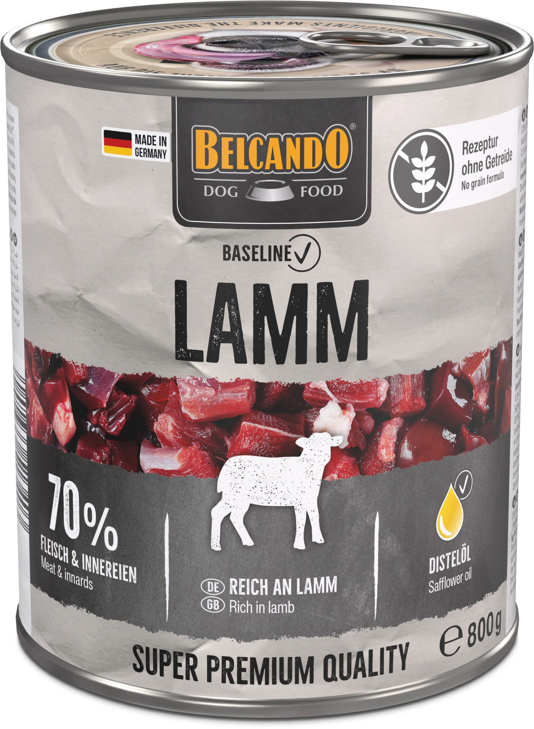 BELCANDO BASELINE SU JĖRU 800GR - SUŅŲ KONSERVAI BE GRAUDŲ