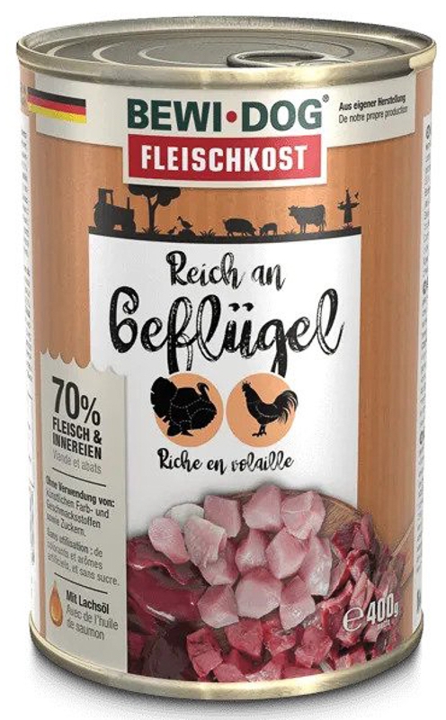 Bewi Dog rich in poultry 400gr - Pieaugušiem šunims su paukščių