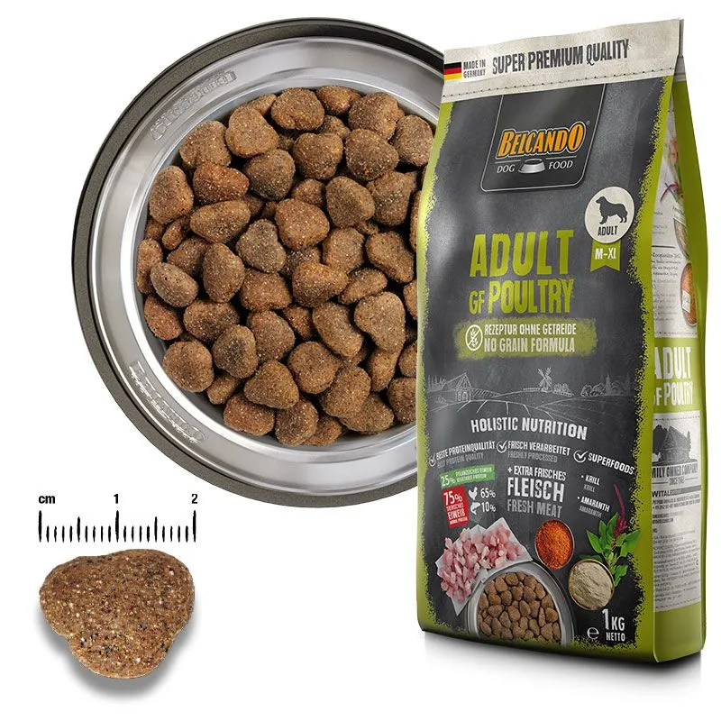 BELCANDO ADULT GF POULTRY 12.5KG - ŠUNIMS ALLERGIŠKIEMS KOBIEMS IR NORMALIAI AKTYVUMUI