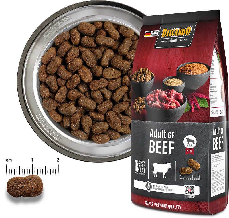 BELCANDO begrūdis sausas pašaras suaugusiems visų veislių šunims su jautiena 12.5 kg